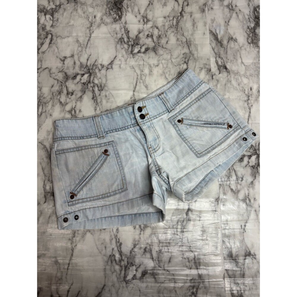 Old Navy Y2K 100% Cotton Ultra Low Rise Light Blue Denim Jean Shorts size 4